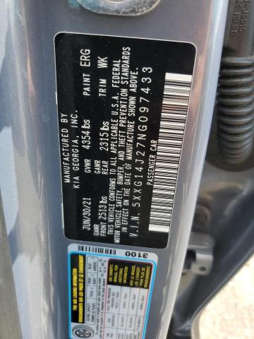2022 KIA K5 LXS 5XXG14J27NG097433