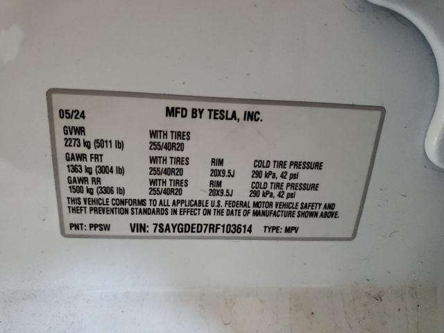 2024 TESLA MODEL Y 7SAYGDED7RF103614