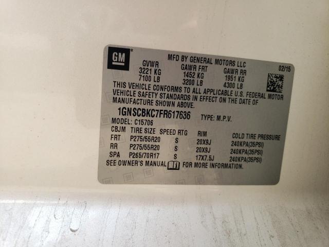 2015 CHEVROLET TAHOE C150 1GNSCBKC7FR617636