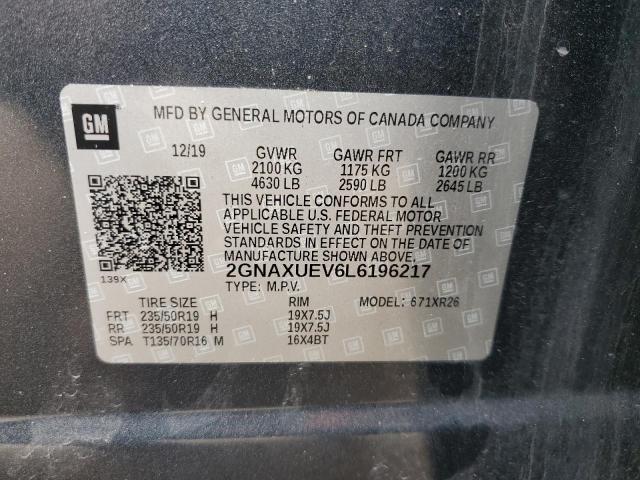 2020 CHEVROLET EQUINOX LT 2GNAXUEV6L6196217