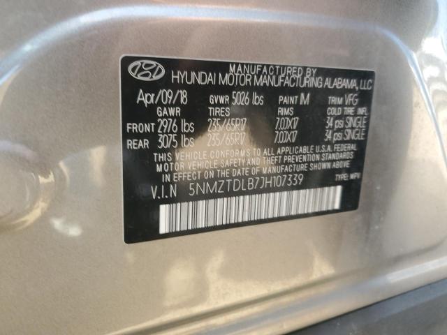 2018 HYUNDAI SANTA FE S 5NMZTDLB7JH107339
