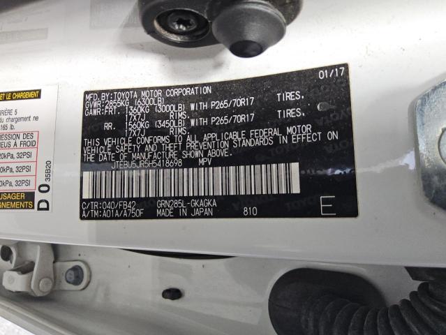 2017 TOYOTA 4RUNNER SR JTEBU5JR5H5418698