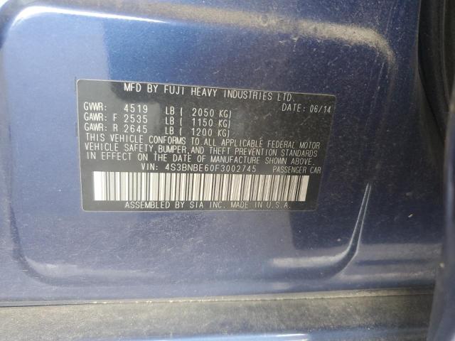 2015 SUBARU LEGACY 2.5 4S3BNBE60F3002745