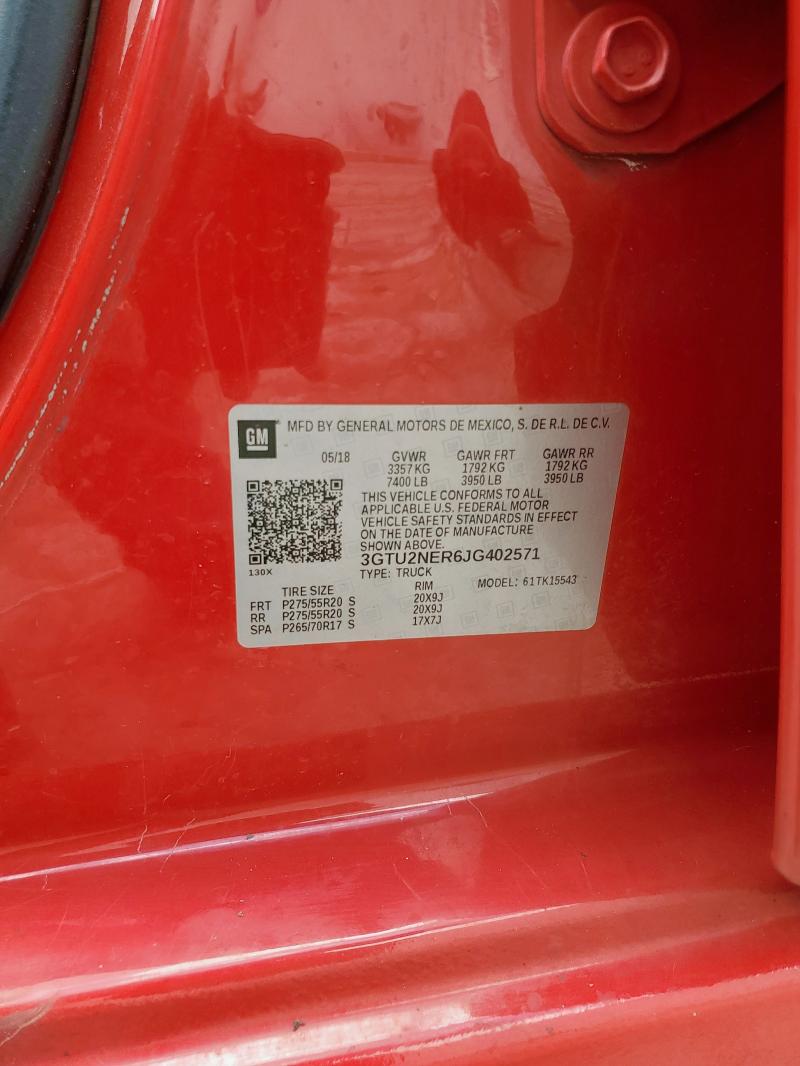2018 GMC SIERRA K15 3GTU2NER6JG402571