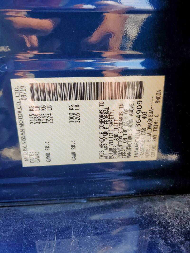 2020 NISSAN MAXIMA SV 1N4AA6CV2LC364909
