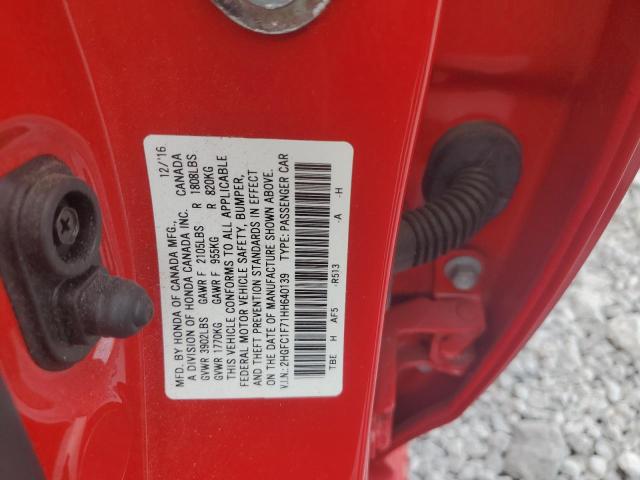 2017 HONDA CIVIC EXL 2HGFC1F71HH640139