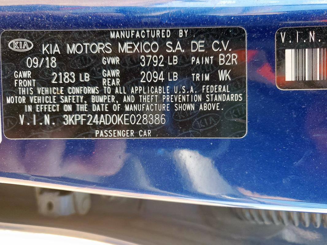 2019 KIA FORTE FE - 3KPF24AD0KE028386