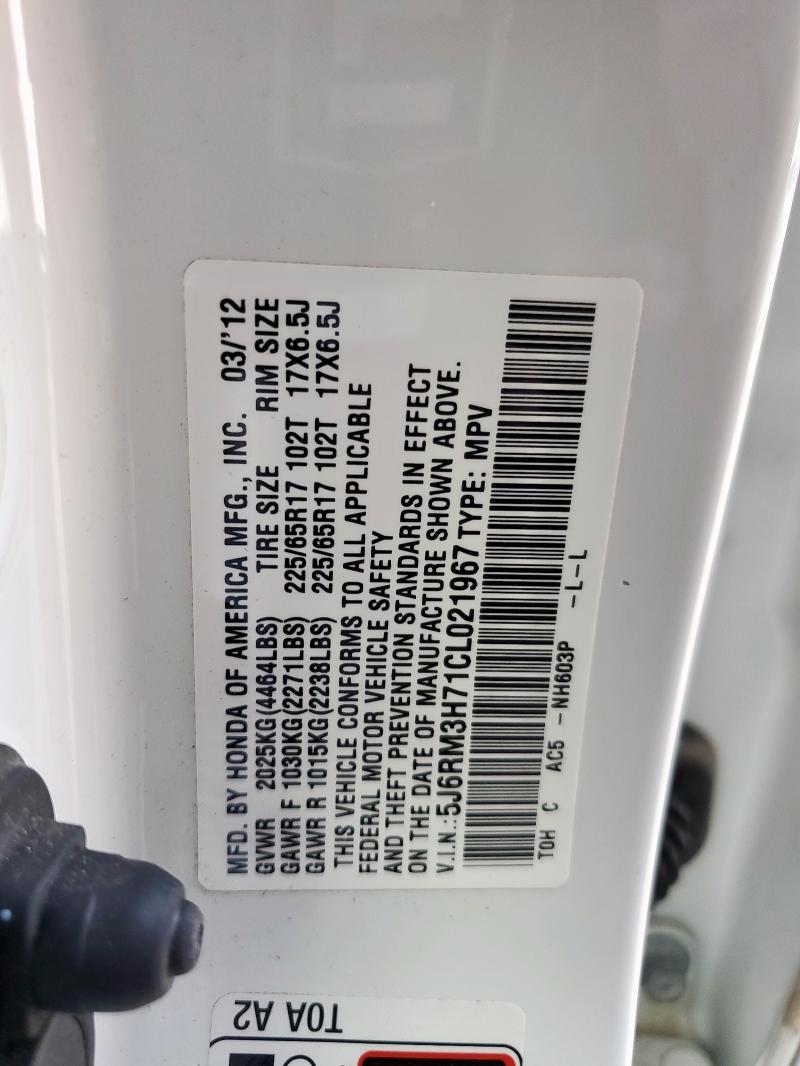 2012 HONDA CR-V EXL - 5J6RM3H71CL021967