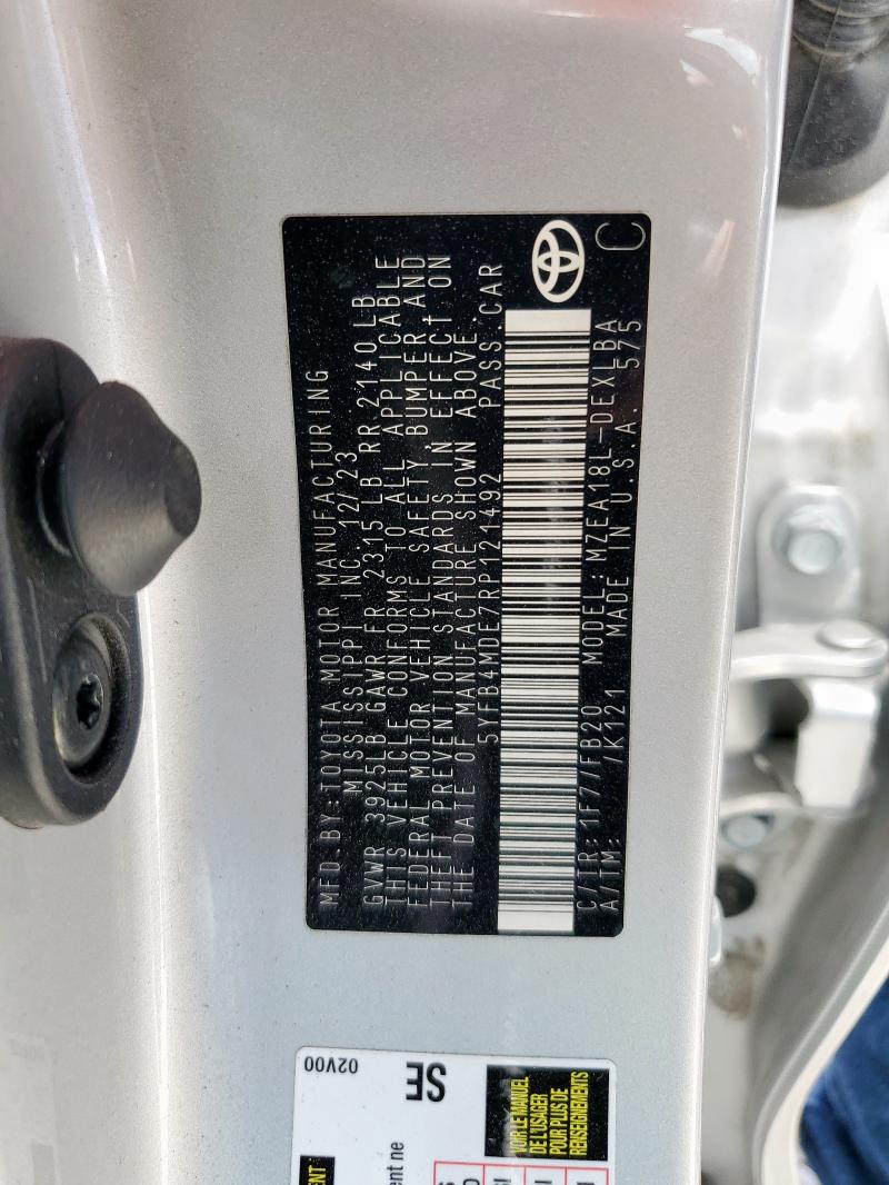 2024 TOYOTA COROLLA LE 5YFB4MDE7RP121492