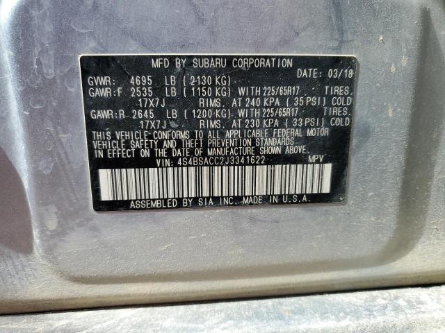 2018 SUBARU OUTBACK 2. 4S4BSACC2J3341622