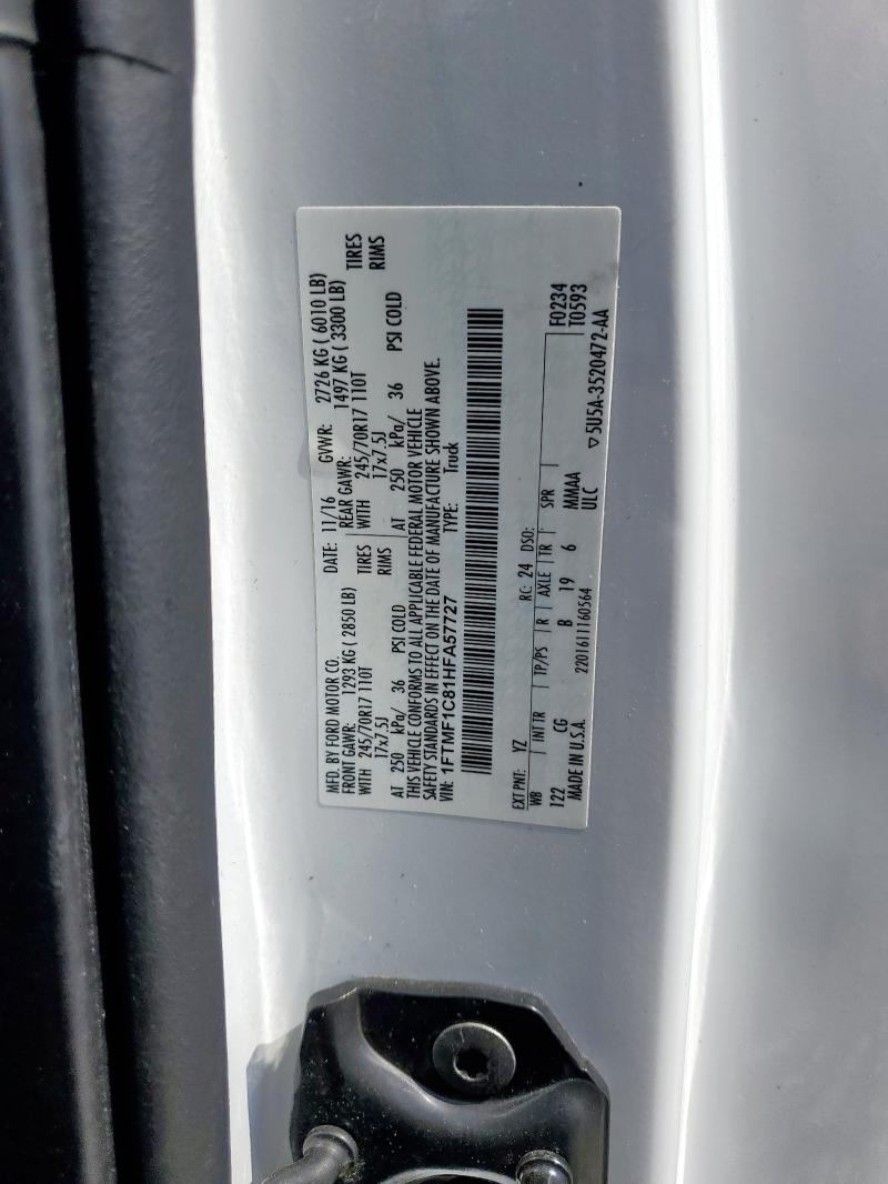 2017 FORD F150 1FTMF1C81HFA57727