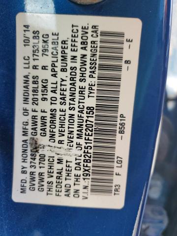 2015 HONDA CIVIC LX 19XFB2F51FE207158
