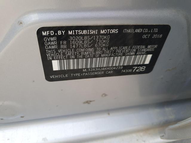 2019 MITSUBISHI MIRAGE ES ML32A3HJ4KH004239