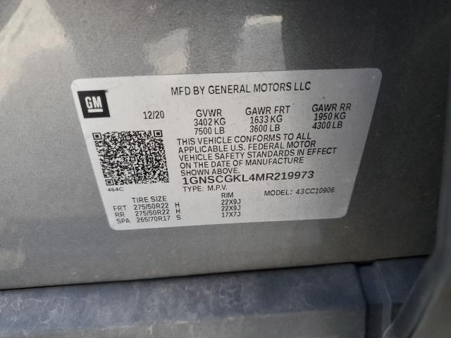 2021 CHEVROLET SUBURBAN C1500 HIGH COUNTRY 1GNSCGKL4MR219973