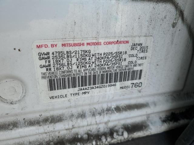 2016 MITSUBISHI OUTLANDER JA4AZ3A34GZ019946