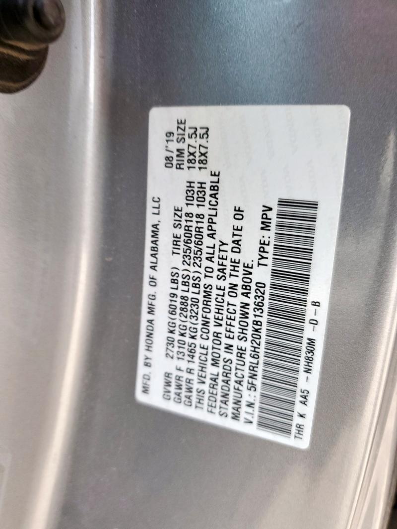 2019 HONDA ODYSSEY LX 5FNRL6H20KB136320