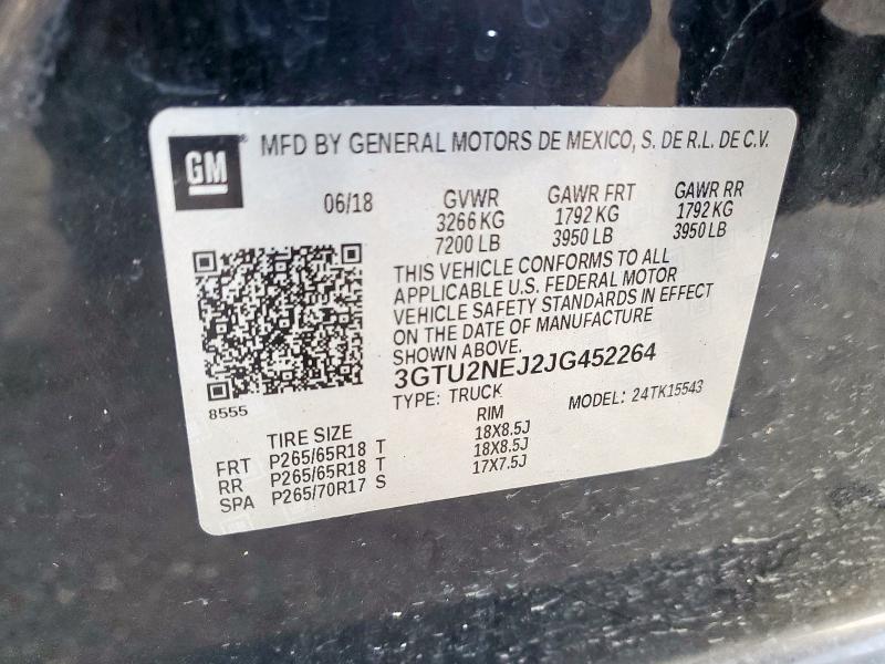 2018 GMC SIERRA K15 3GTU2NEJ2JG452264