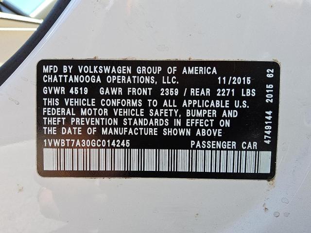 2016 VOLKSWAGEN PASSAT SE - 1VWBT7A30GC014245