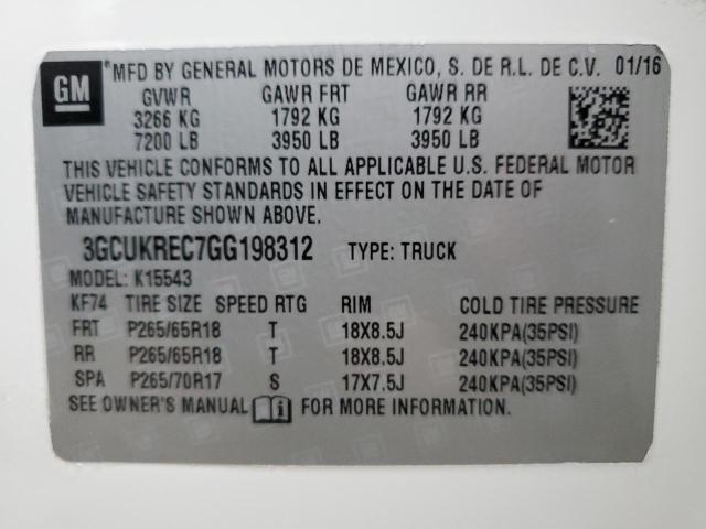 2016 CHEVROLET SILVERADO - 3GCUKREC7GG198312