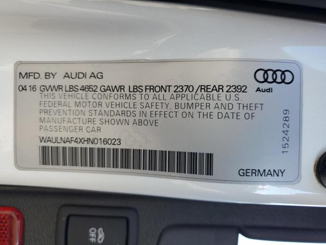 2017 AUDI A4 PREMIUM WAULNAF4XHN016023