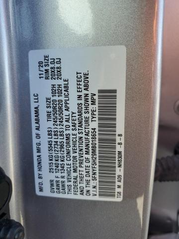 2021 HONDA PILOT SE 5FNYF5H29MB018654
