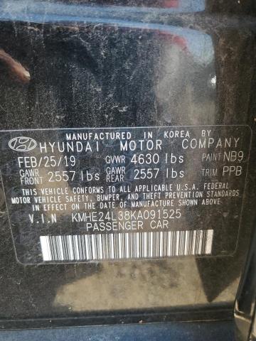 2019 HYUNDAI SONATA HYB KMHE24L38KA091525