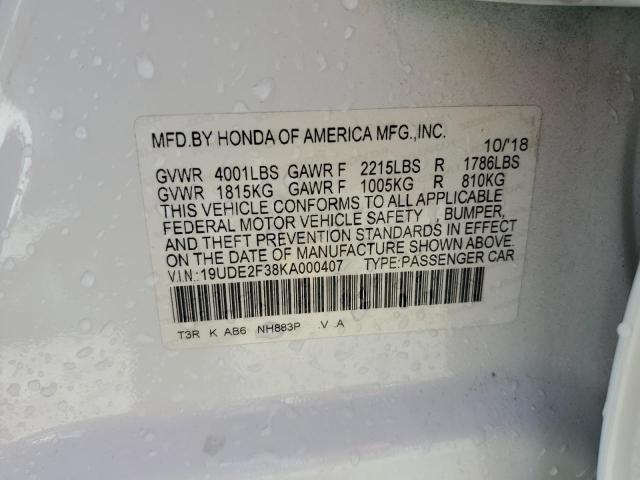 2019 ACURA ILX 19UDE2F38KA000407