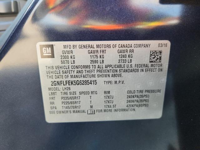 2016 CHEVROLET EQUINOX LT 2GNFLFEK5G6285415