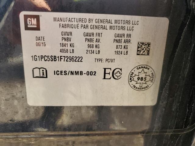 2015 CHEVROLET CRUZE LT 1G1PC5SB1F7296222