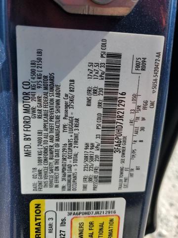 2018 FORD FUSION 3FA6P0HD7JR212916