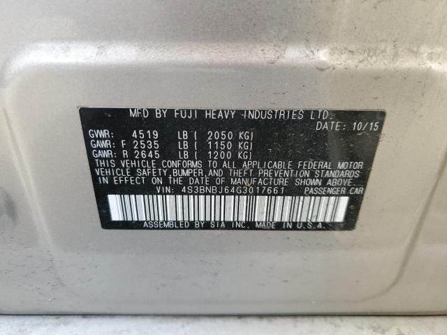 2016 SUBARU LEGACY 2.5 4S3BNBJ64G3017661