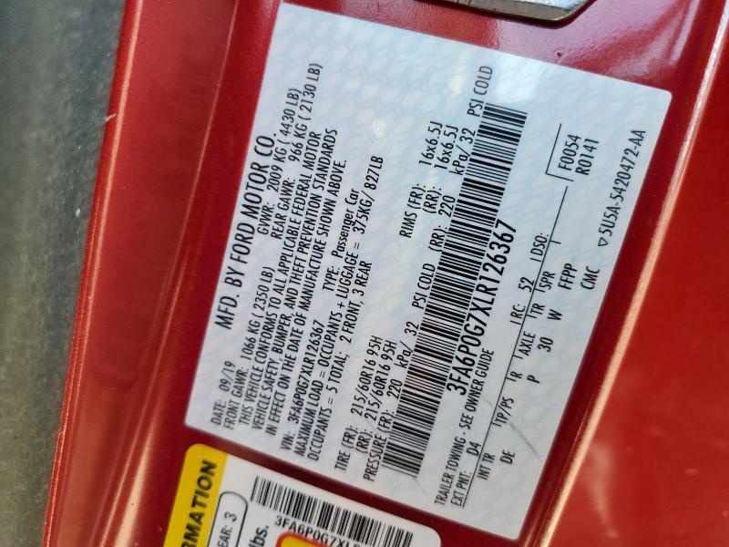 2020 FORD FUSION S 3FA6P0G7XLR126367