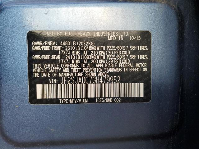 2016 SUBARU FORESTER 2 JF2SJADC7GH479952