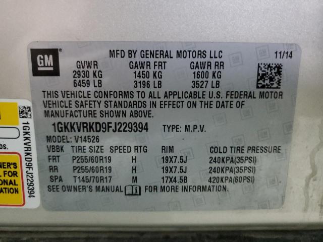 2015 GMC ACADIA SLT 1GKKVRKD9FJ229394