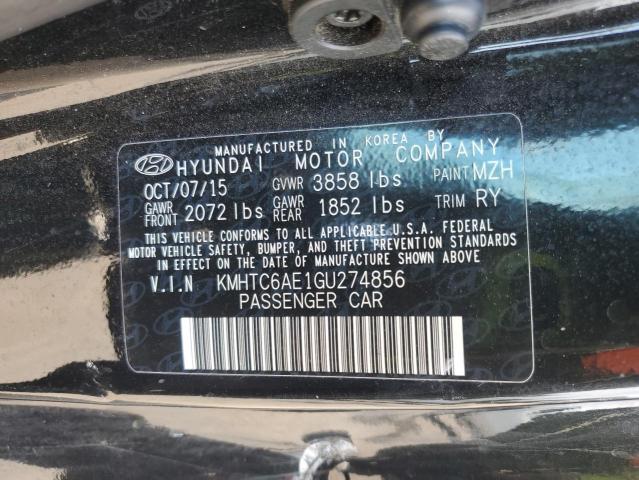 2016 HYUNDAI VELOSTER T KMHTC6AE1GU274856