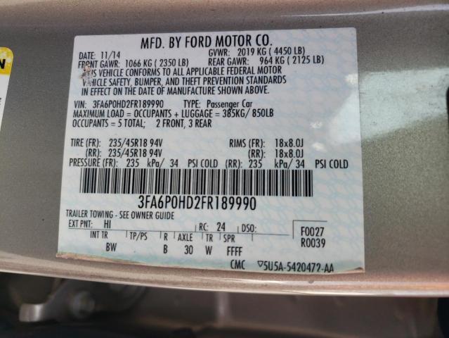 2015 FORD FUSION SE 3FA6P0HD2FR189990