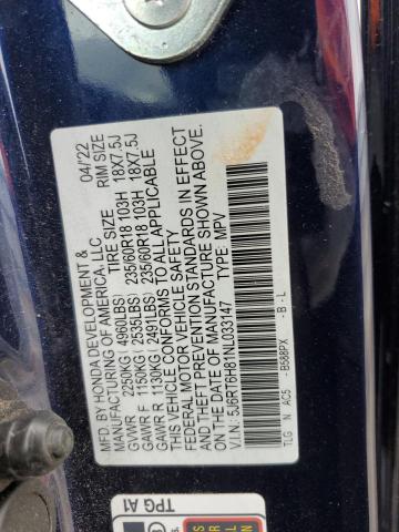 2022 HONDA CR-V EXL 5J6RT6H81NL033147