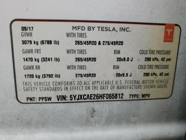 2017 TESLA MODEL X 5YJXCAE26HF065812