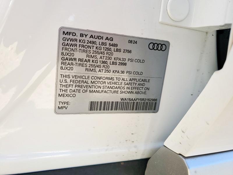 2024 AUDI Q5 SPORTBACK PRM PLS 45 WA15AAFY5R2152986