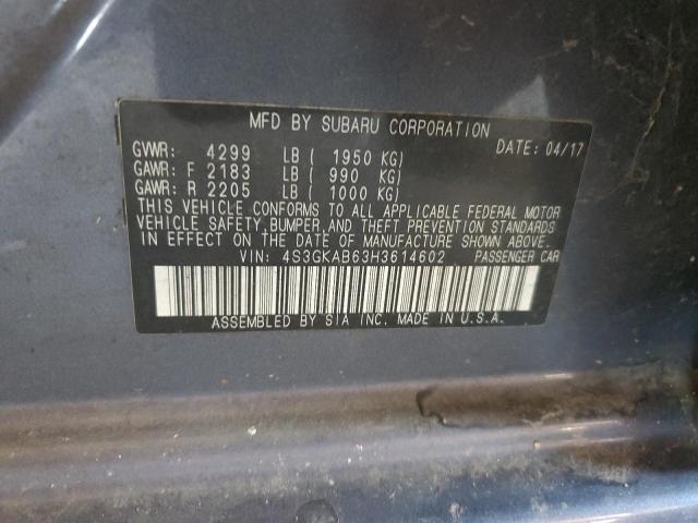 2017 SUBARU IMPREZA PR 4S3GKAB63H3614602