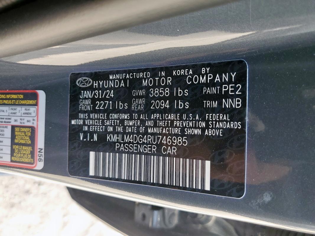2024 HYUNDAI ELANTRA SEL KMHLM4DG4RU746985