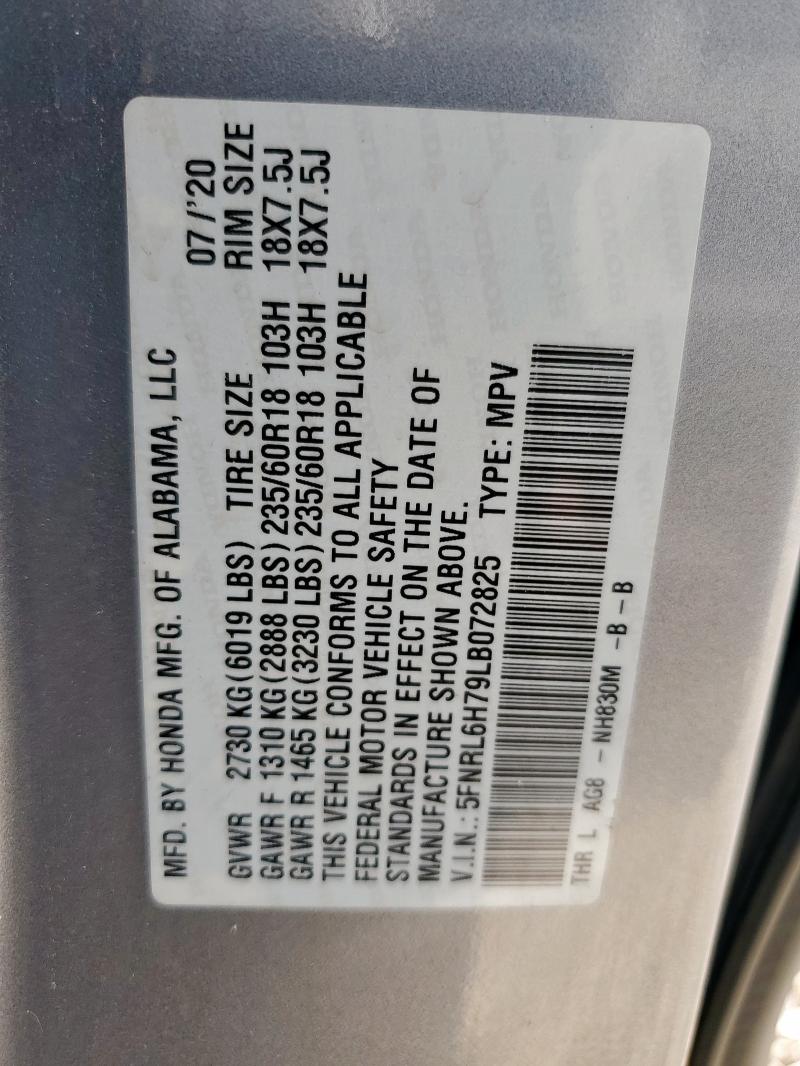 2020 HONDA ODYSSEY EX 5FNRL6H79LB072825