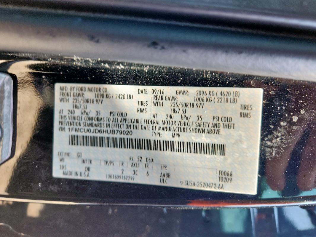 2017 FORD ESCAPE TITANIUM 1FMCU0JD6HUB79020