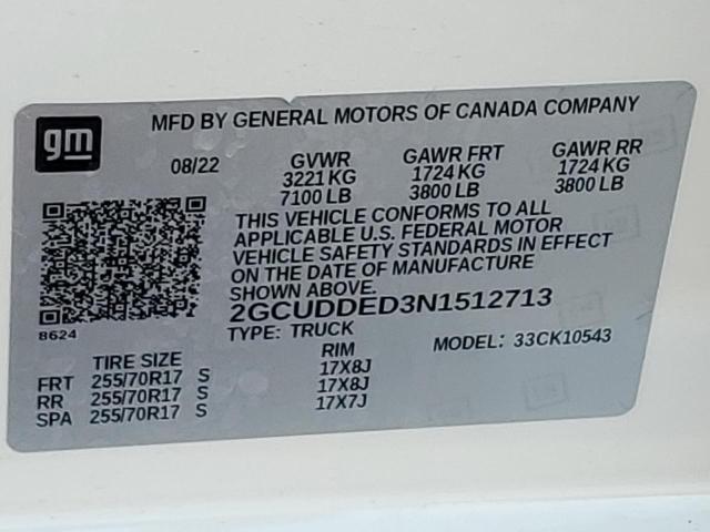 2022 CHEVROLET SILVERADO K1500 LT 2GCUDDED3N1512713