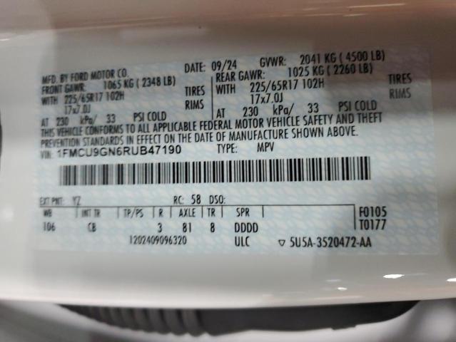 2024 FORD ESCAPE ACT 1FMCU9GN6RUB47190
