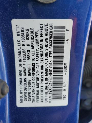 2017 HONDA CIVIC EX - 19XFC1F35HE012513