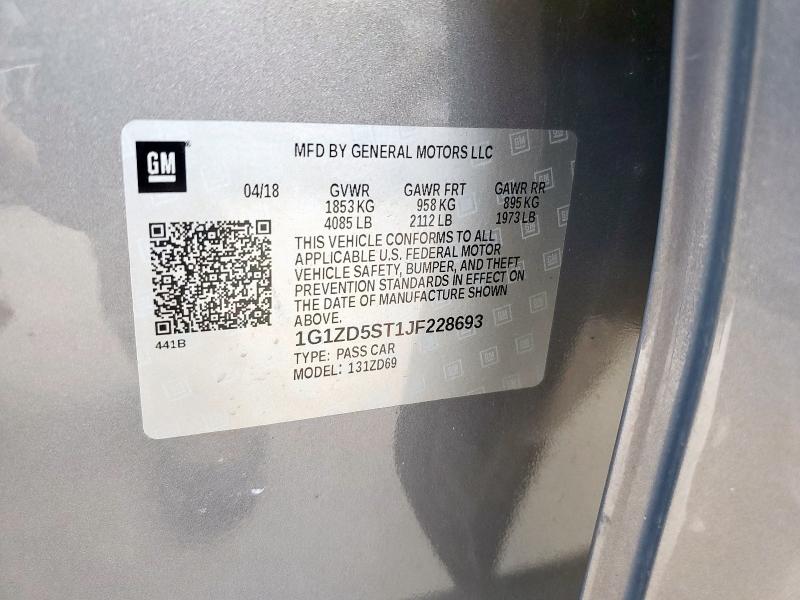 2018 CHEVROLET MALIBU LT 1G1ZD5ST1JF228693