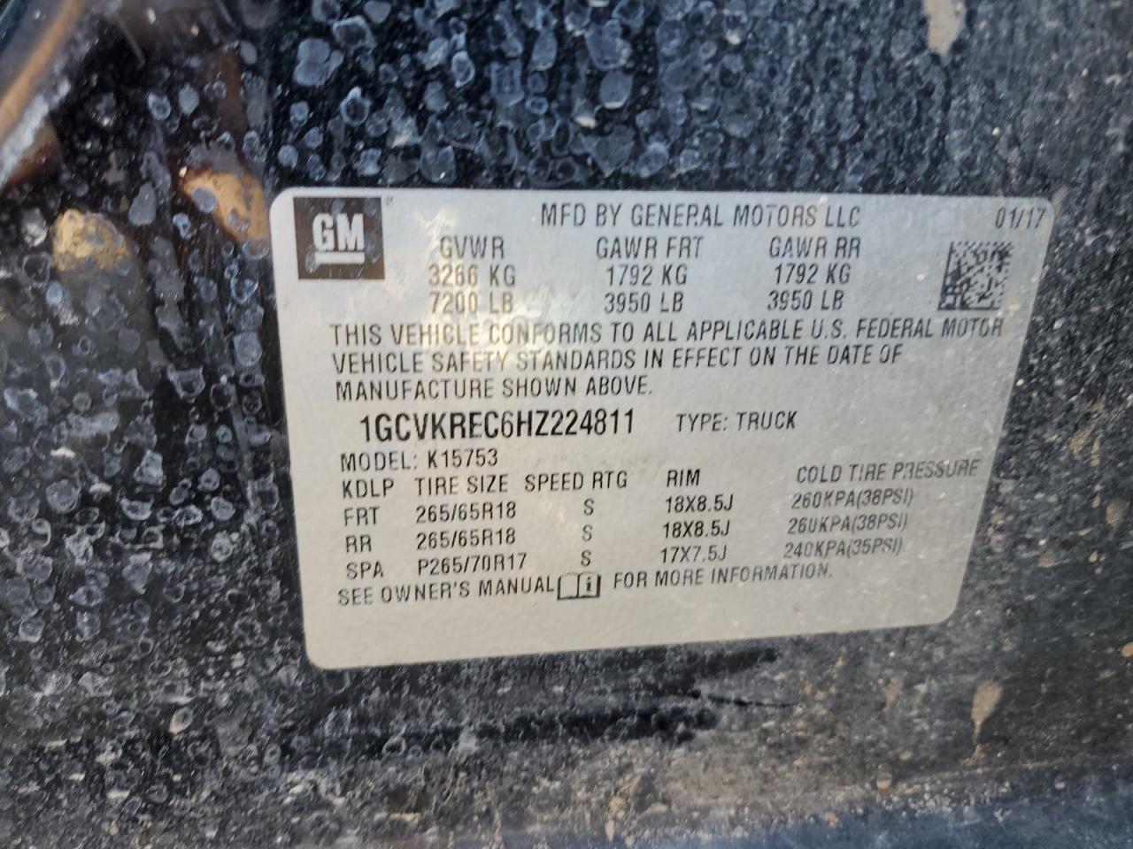 Lot #3222124911 2017 CHEVROLET SILVERADO K1500 LT