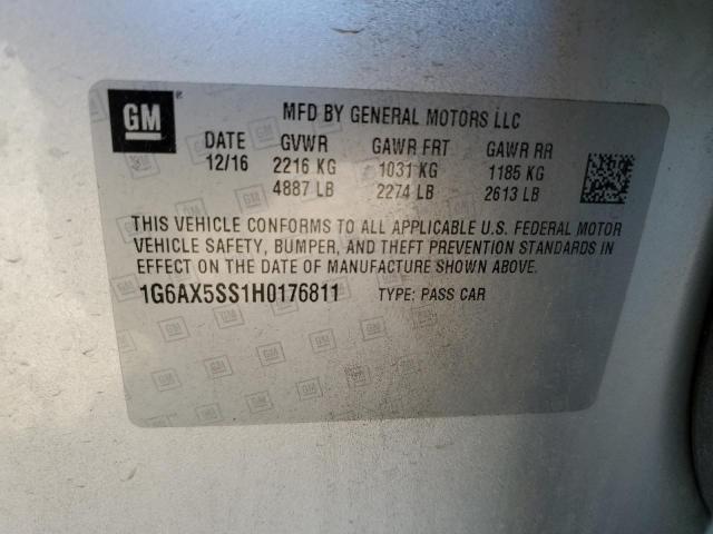 2017 CADILLAC CTS LUXURY 1G6AX5SS1H0176811