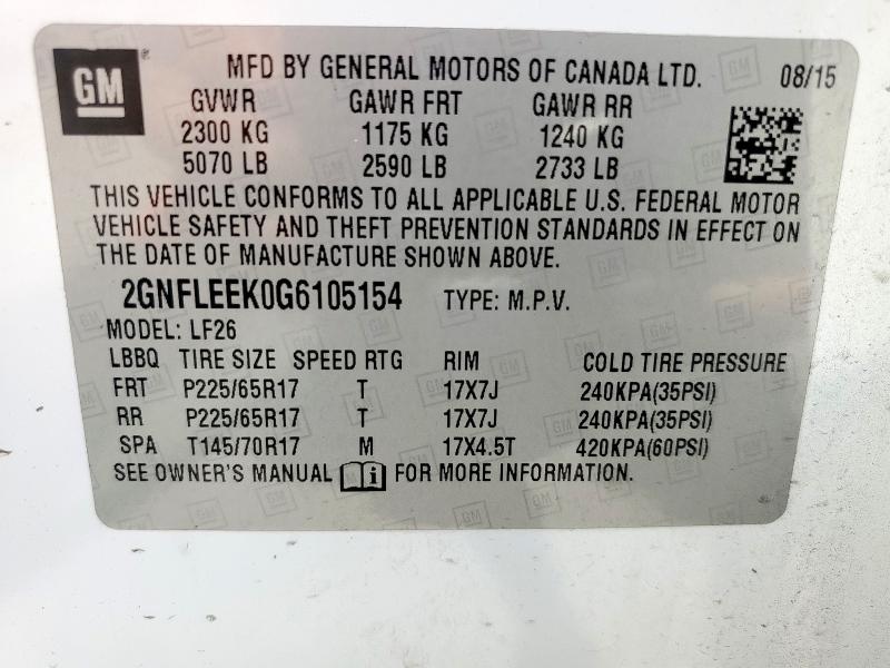 2016 CHEVROLET EQUINOX LS 2GNFLEEK0G6105154